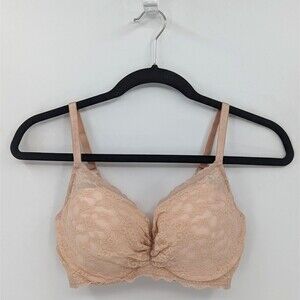 Victoria's Secret Bra Women's 32DD Beige Lace Lined Demi